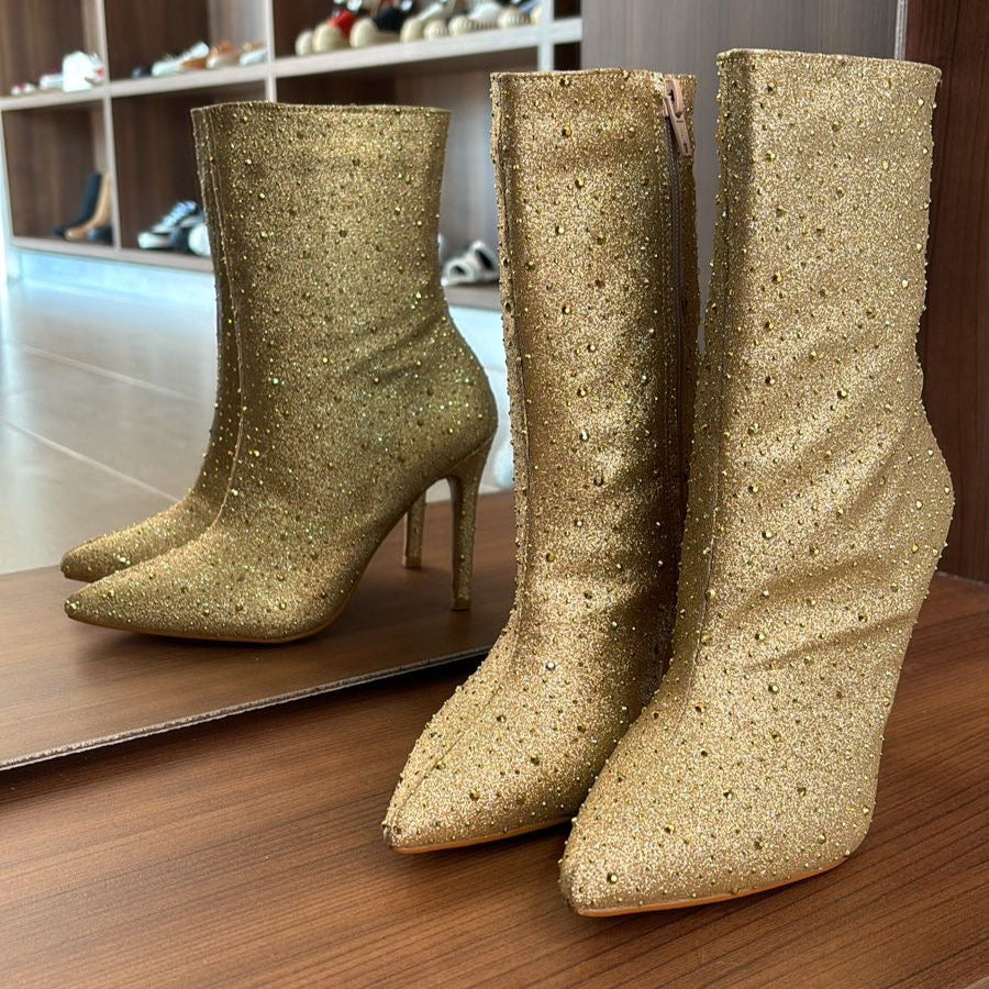 Botin con brillos, tacon de aguja 5506
