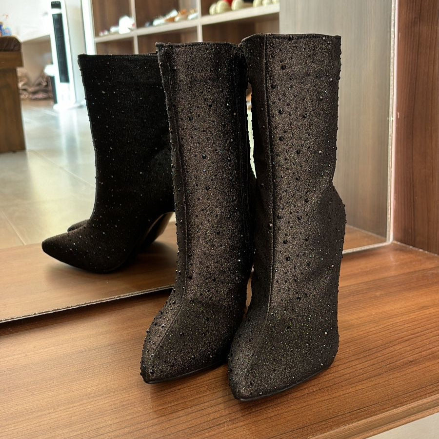 Botin con brillos, tacon de aguja 5506