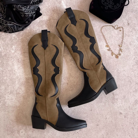 Bota vaquera negro con cafe 7220