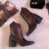 Botín vaquero grabado camel B0098