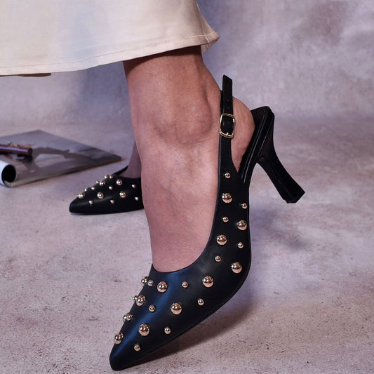 Stileto con esferas de oro 2528